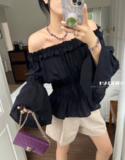 オフショルダーシフォンフレアブラウス　２色展開 - select store mirror meオフショルダーシフォンフレアブラウス　２色展開205738734mirror meselect store mirror me205738734ホワイト