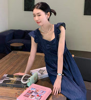 【動画あり】バックリボンデニムフレアショルダーワンピース　２色展開 - select store mirror me【動画あり】バックリボンデニムフレアショルダーワンピース　２色展開206551216mirror meselect store mirror me206551216ライトブルーS
