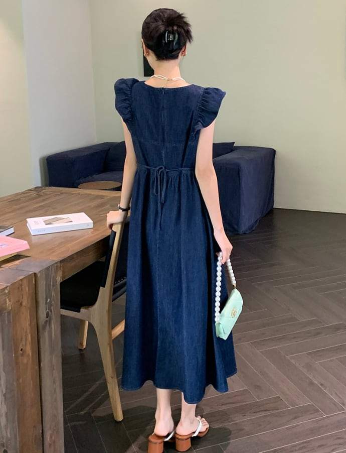 【動画あり】バックリボンデニムフレアショルダーワンピース　２色展開 - select store mirror me【動画あり】バックリボンデニムフレアショルダーワンピース　２色展開206551216mirror meselect store mirror me206551216ライトブルーS