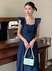 【動画あり】バックリボンデニムフレアショルダーワンピース　２色展開 - select store mirror me【動画あり】バックリボンデニムフレアショルダーワンピース　２色展開206551216mirror meselect store mirror me206551216ライトブルーS