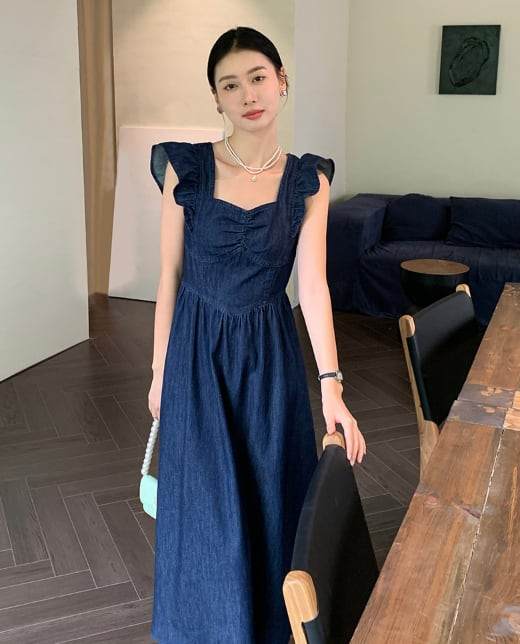 【動画あり】バックリボンデニムフレアショルダーワンピース　２色展開 - select store mirror me【動画あり】バックリボンデニムフレアショルダーワンピース　２色展開206551216mirror meselect store mirror me206551216ライトブルーS