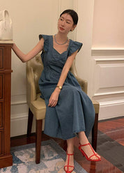 【動画あり】バックリボンデニムフレアショルダーワンピース　２色展開 - select store mirror me【動画あり】バックリボンデニムフレアショルダーワンピース　２色展開206551216mirror meselect store mirror me206551216ライトブルーS