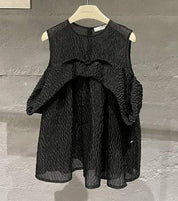 【動画あり】ジャガードシフォンカットショルダートップス　２色展開 - select store mirror me【動画あり】ジャガードシフォンカットショルダートップス　２色展開206839458mirror meselect store mirror me206839458イエローS