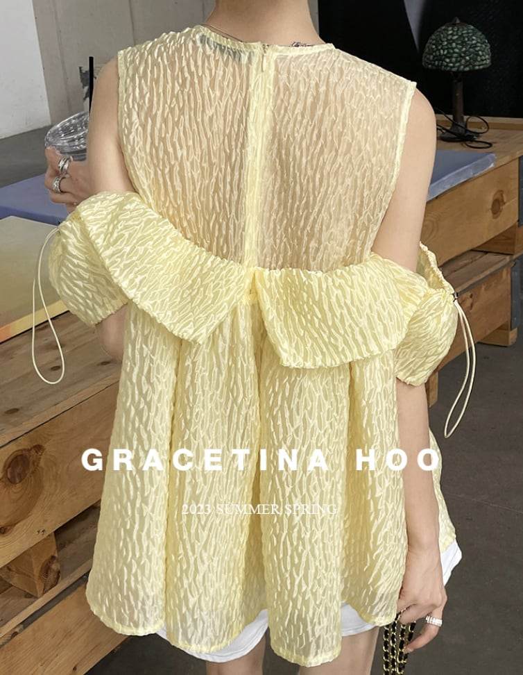 【動画あり】ジャガードシフォンカットショルダートップス　２色展開 - select store mirror me【動画あり】ジャガードシフォンカットショルダートップス　２色展開206839458mirror meselect store mirror me206839458イエローS