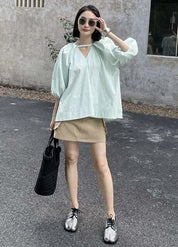 【動画あり】トライアングルカットフロントブラウス　２色展開 - select store mirror me【動画あり】トライアングルカットフロントブラウス　２色展開206850960mirror meselect store mirror me206850960ホワイト