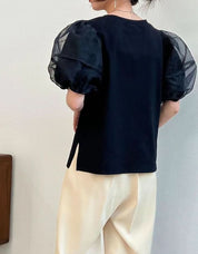 【おすすめ】オーガンジーパフスリーブラウンドトップス　２色展開 - select store mirror me【おすすめ】オーガンジーパフスリーブラウンドトップス　２色展開207016104mirror meselect store mirror me207016104ホワイト