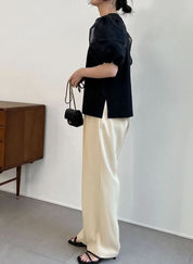 【おすすめ】オーガンジーパフスリーブラウンドトップス　２色展開 - select store mirror me【おすすめ】オーガンジーパフスリーブラウンドトップス　２色展開207016104mirror meselect store mirror me207016104ホワイト