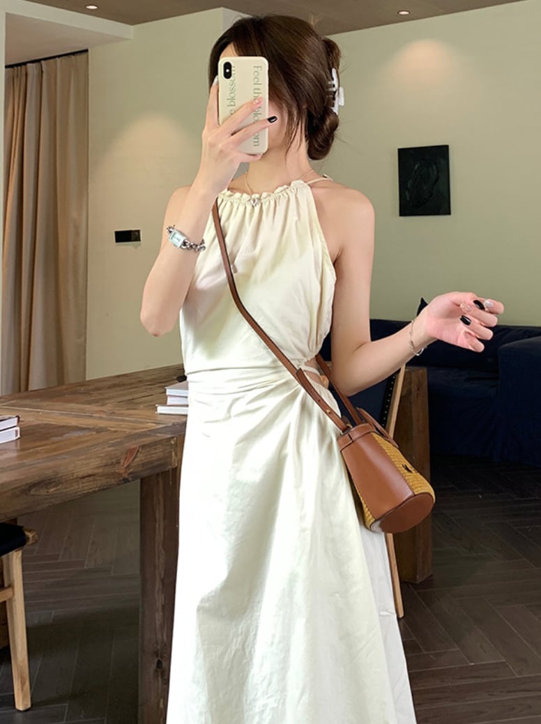 バックオープンウエストマークワンピース　２色展開 - select store mirror meバックオープンウエストマークワンピース　２色展開209194522mirror meselect store mirror me209194522ホワイトS