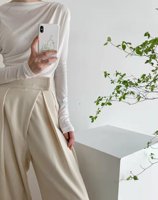 フロントデザインタック美シルエットワイドパンツ　２色展開 - select store mirror meフロントデザインタック美シルエットワイドパンツ　２色展開211855653mirror meselect store mirror me211855653アイボリーS