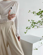 フロントデザインタック美シルエットワイドパンツ　２色展開 - select store mirror meフロントデザインタック美シルエットワイドパンツ　２色展開211855653mirror meselect store mirror me211855653アイボリーS