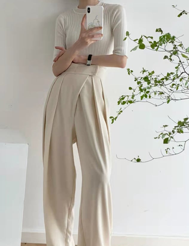 フロントデザインタック美シルエットワイドパンツ　２色展開 - select store mirror meフロントデザインタック美シルエットワイドパンツ　２色展開211855653mirror meselect store mirror me211855653アイボリーS