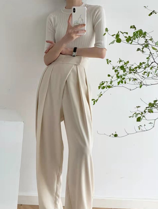 フロントデザインタック美シルエットワイドパンツ　２色展開 - select store mirror meフロントデザインタック美シルエットワイドパンツ　２色展開211855653mirror meselect store mirror me211855653アイボリーS