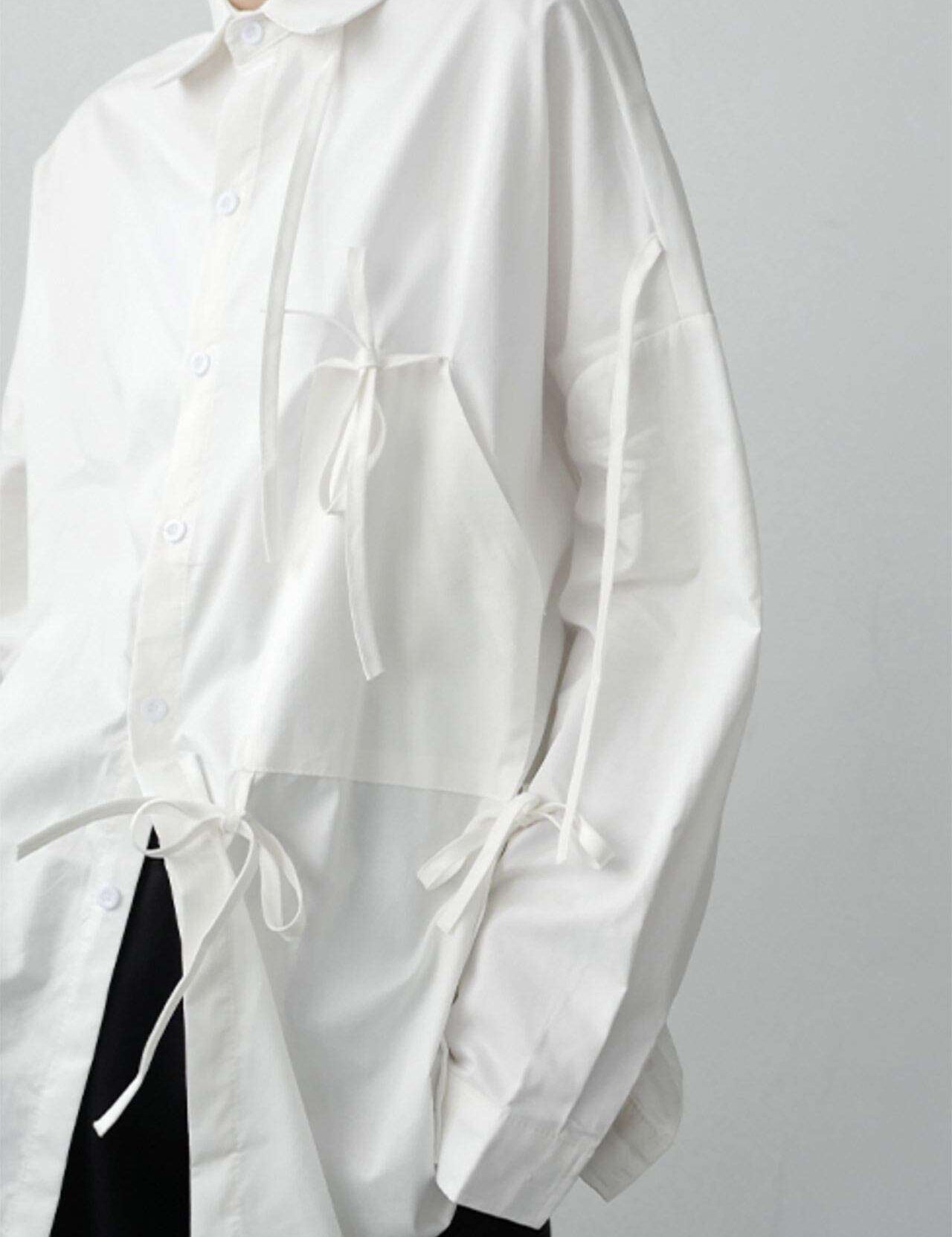 【サイズ展開豊富】アシンメトリーデザイン華奢リボンユニークシャツ　２色展開 - select store mirror me【サイズ展開豊富】アシンメトリーデザイン華奢リボンユニークシャツ　２色展開91329790mirror meselect store mirror me91329790ホワイト S