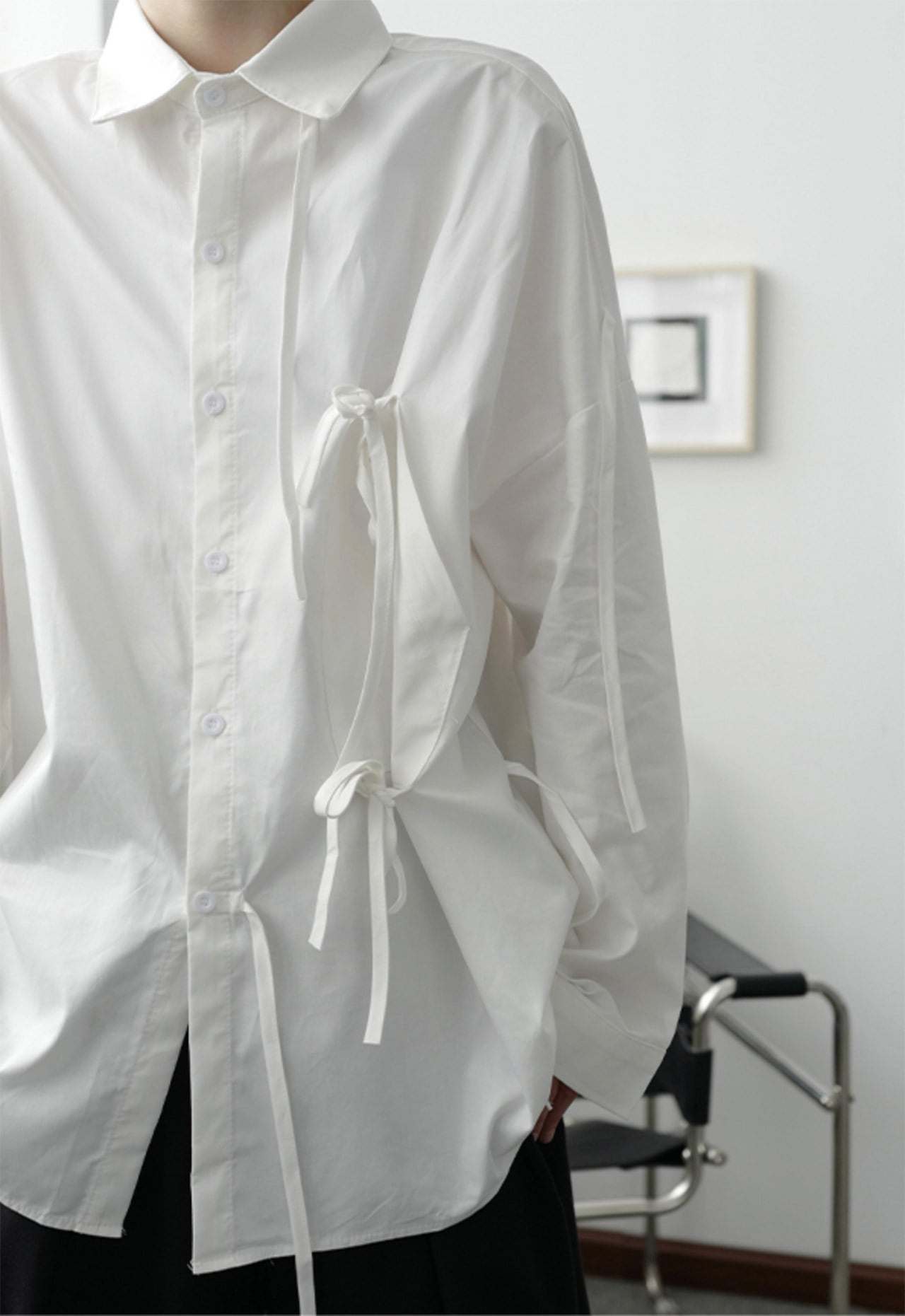 【サイズ展開豊富】アシンメトリーデザイン華奢リボンユニークシャツ　２色展開 - select store mirror me【サイズ展開豊富】アシンメトリーデザイン華奢リボンユニークシャツ　２色展開91329790mirror meselect store mirror me91329790ホワイト S