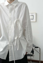 【サイズ展開豊富】アシンメトリーデザイン華奢リボンユニークシャツ　２色展開 - select store mirror me【サイズ展開豊富】アシンメトリーデザイン華奢リボンユニークシャツ　２色展開91329790mirror meselect store mirror me91329790ホワイト S