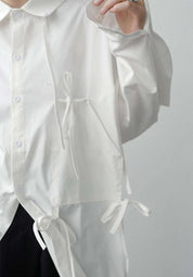 【サイズ展開豊富】アシンメトリーデザイン華奢リボンユニークシャツ　２色展開 - select store mirror me【サイズ展開豊富】アシンメトリーデザイン華奢リボンユニークシャツ　２色展開91329790mirror meselect store mirror me91329790ホワイト S