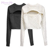 フロントバストカットデザイン編みニット　２色展開 - select store mirror meフロントバストカットデザイン編みニット　２色展開96684202mirror meselect store mirror me96684202ホワイト S