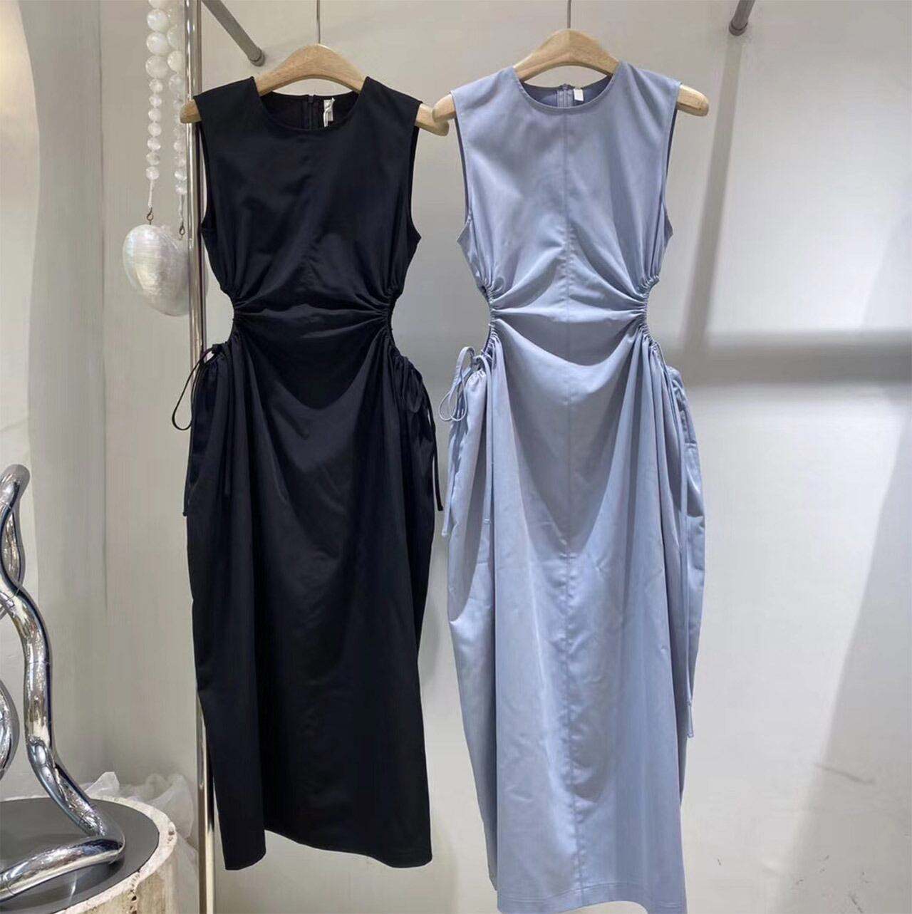【動画あり】ウエストギャザーカットリボンノースリーブワンピース　２色展開 - select store mirror me【動画あり】ウエストギャザーカットリボンノースリーブワンピース　２色展開97427949mirror meselect store mirror me97427949くすみブルー S