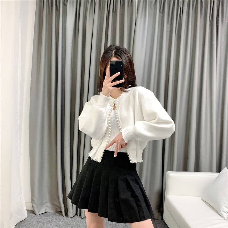 【動画あり】パールデザインニットカーディガン　２色展開 - select store mirror me【動画あり】パールデザインニットカーディガン　２色展開select store mirror meselect store mirror me250387599ホワイトS