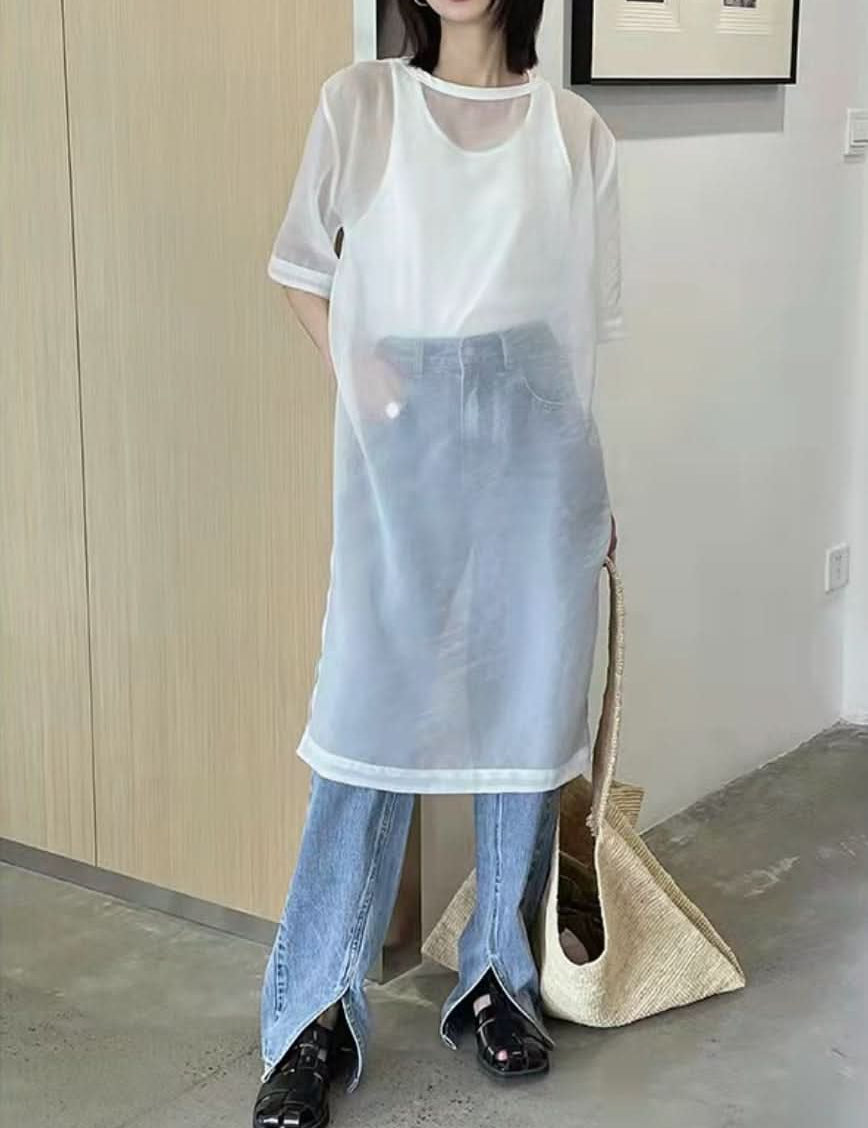 シースルートップス＆ショートトップス２点セット　４色展開 - select store mirror meシースルートップス＆ショートトップス２点セット　４色展開176255290mirror meselect store mirror me176255290ホワイト