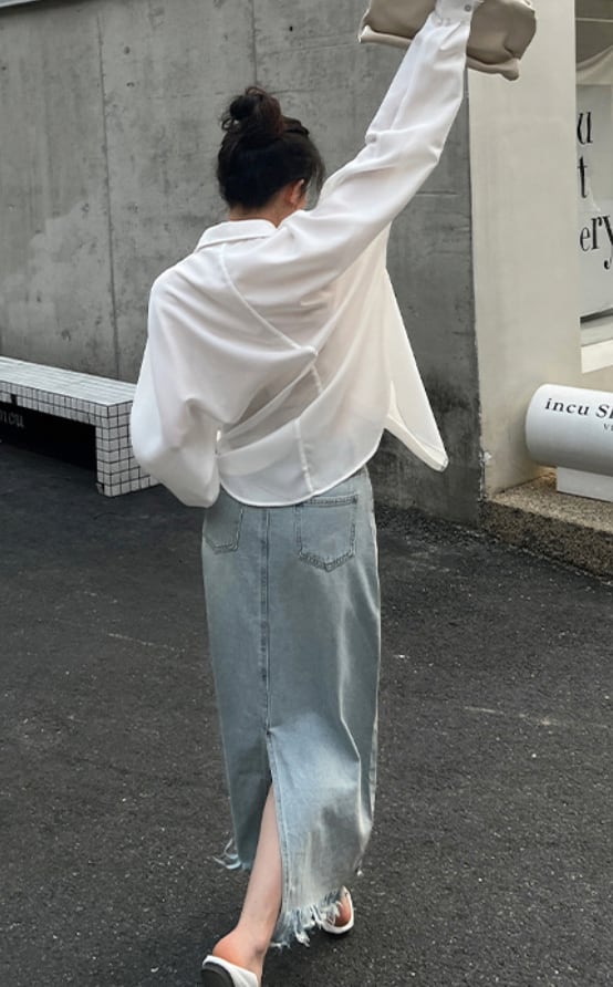 バックスリットデニムカットフリンジスカート - select store mirror meバックスリットデニムカットフリンジスカート201813925mirror meselect store mirror me201813925S