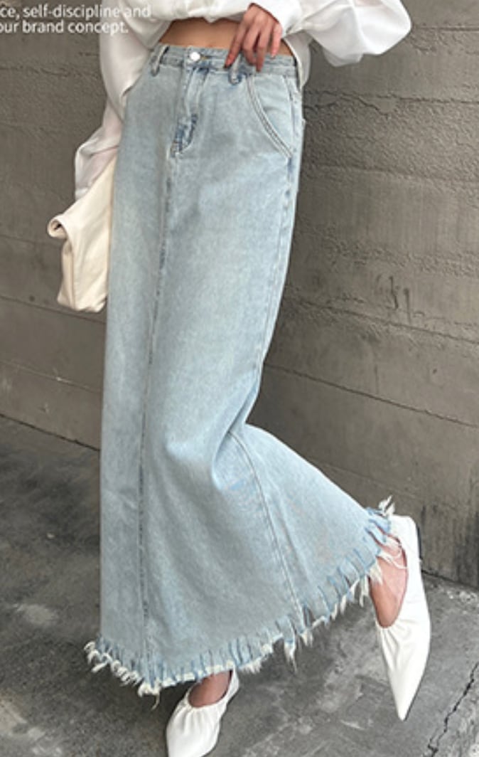 バックスリットデニムカットフリンジスカート - select store mirror meバックスリットデニムカットフリンジスカート201813925mirror meselect store mirror me201813925S