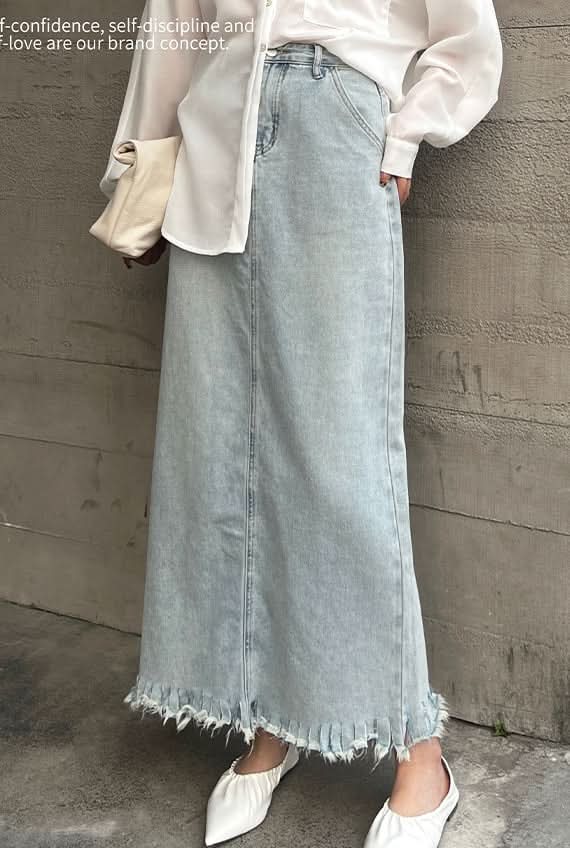 バックスリットデニムカットフリンジスカート - select store mirror meバックスリットデニムカットフリンジスカート201813925mirror meselect store mirror me201813925S