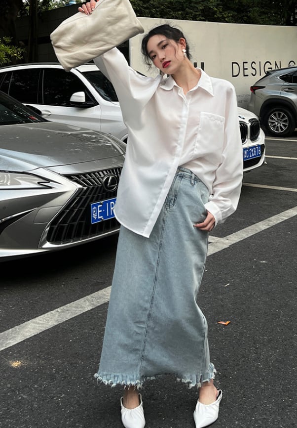 バックスリットデニムカットフリンジスカート - select store mirror meバックスリットデニムカットフリンジスカート201813925mirror meselect store mirror me201813925S
