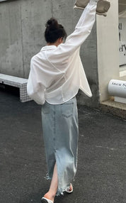 バックスリットデニムカットフリンジスカート - select store mirror meバックスリットデニムカットフリンジスカート201813925mirror meselect store mirror me201813925S