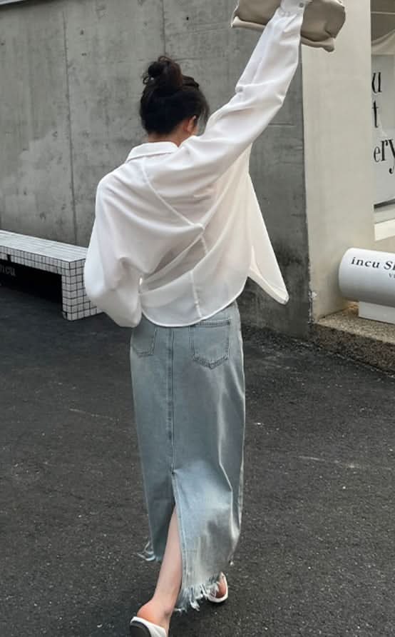 バックスリットデニムカットフリンジスカート - select store mirror meバックスリットデニムカットフリンジスカート201813925mirror meselect store mirror me201813925S