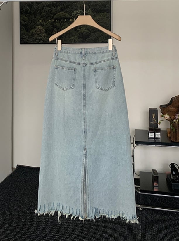 バックスリットデニムカットフリンジスカート - select store mirror meバックスリットデニムカットフリンジスカート201813925mirror meselect store mirror me201813925S