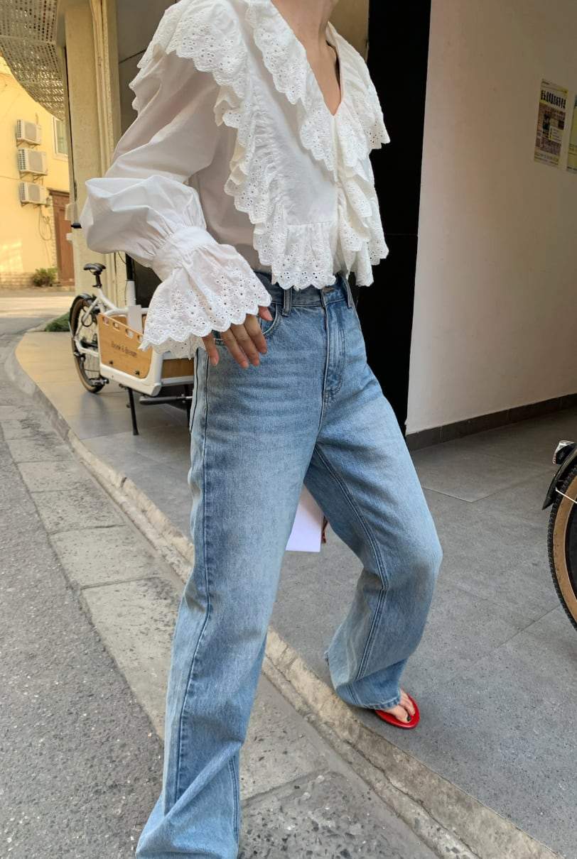 【動画あり】ワイドストレートブルーデニムパンツ - select store mirror me【動画あり】ワイドストレートブルーデニムパンツ201888893mirror meselect store mirror me201888893S