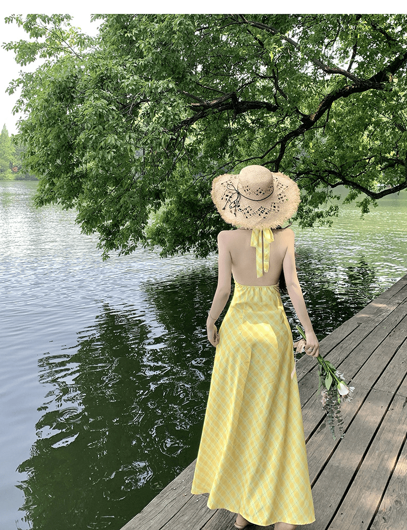 【2025春夏新作】【動画あり】イエローチェック　ロングワンピース - select store mirror me【2025春夏新作】【動画あり】イエローチェック　ロングワンピースselect store mirror meselect store mirror meS