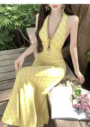 【2025春夏新作】【動画あり】イエローチェック　ロングワンピース - select store mirror me【2025春夏新作】【動画あり】イエローチェック　ロングワンピースselect store mirror meselect store mirror meS