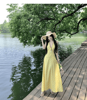 【2025春夏新作】【動画あり】イエローチェック　ロングワンピース - select store mirror me【2025春夏新作】【動画あり】イエローチェック　ロングワンピースselect store mirror meselect store mirror meS