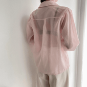 【2025春夏新作】フェミニンシアーシャツ　2色展開 - select store mirror me【2025春夏新作】フェミニンシアーシャツ　2色展開select store mirror meselect store mirror meピンク
