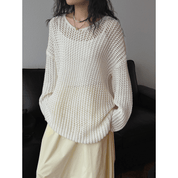【2025春夏新作】ゆったりシルエットのサマーニットトップス　２色展開 - select store mirror me【2025春夏新作】ゆったりシルエットのサマーニットトップス　２色展開select store mirror meselect store mirror meホワイト
