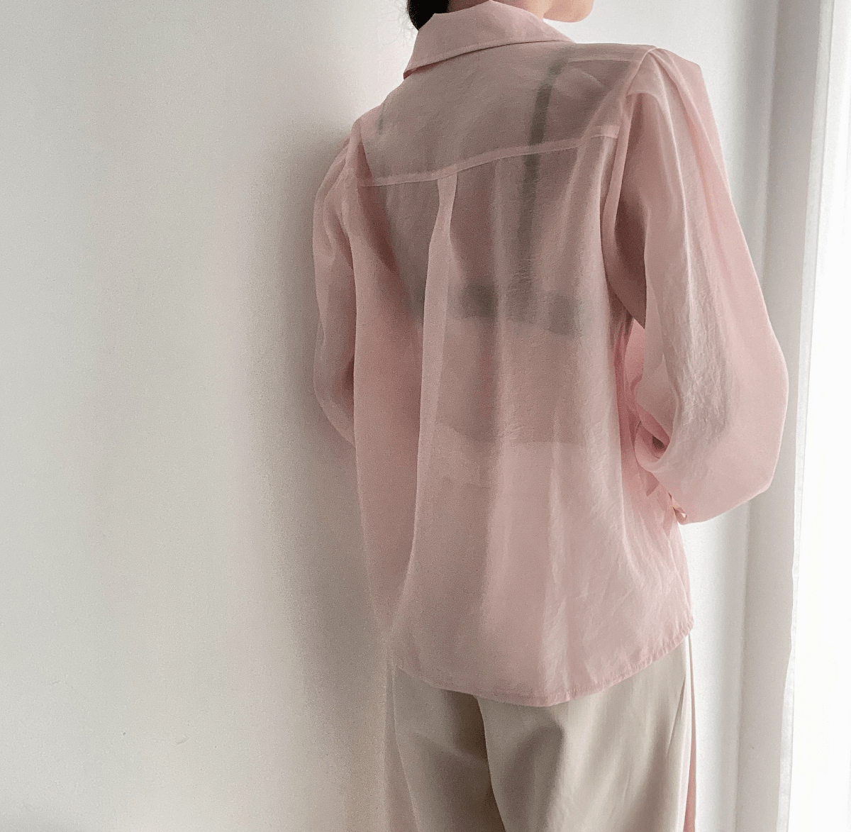 【2025春夏新作】フェミニンシアーシャツ　2色展開 - select store mirror me【2025春夏新作】フェミニンシアーシャツ　2色展開select store mirror meselect store mirror meピンク