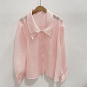 【2025春夏新作】フェミニンシアーシャツ　2色展開 - select store mirror me【2025春夏新作】フェミニンシアーシャツ　2色展開select store mirror meselect store mirror meブラック