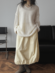 【2025春夏新作】ゆったりシルエットのサマーニットトップス　２色展開 - select store mirror me【2025春夏新作】ゆったりシルエットのサマーニットトップス　２色展開select store mirror meselect store mirror meホワイト