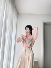 【2025春夏新作】フェミニンシアーシャツ　2色展開 - select store mirror me【2025春夏新作】フェミニンシアーシャツ　2色展開select store mirror meselect store mirror meブラック