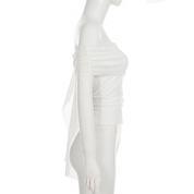 【2025春夏新作】アシンメトリーリボンオフショルダートップス　２色展開 - select store mirror me【2025春夏新作】アシンメトリーリボンオフショルダートップス　２色展開select store mirror meselect store mirror meホワイトS