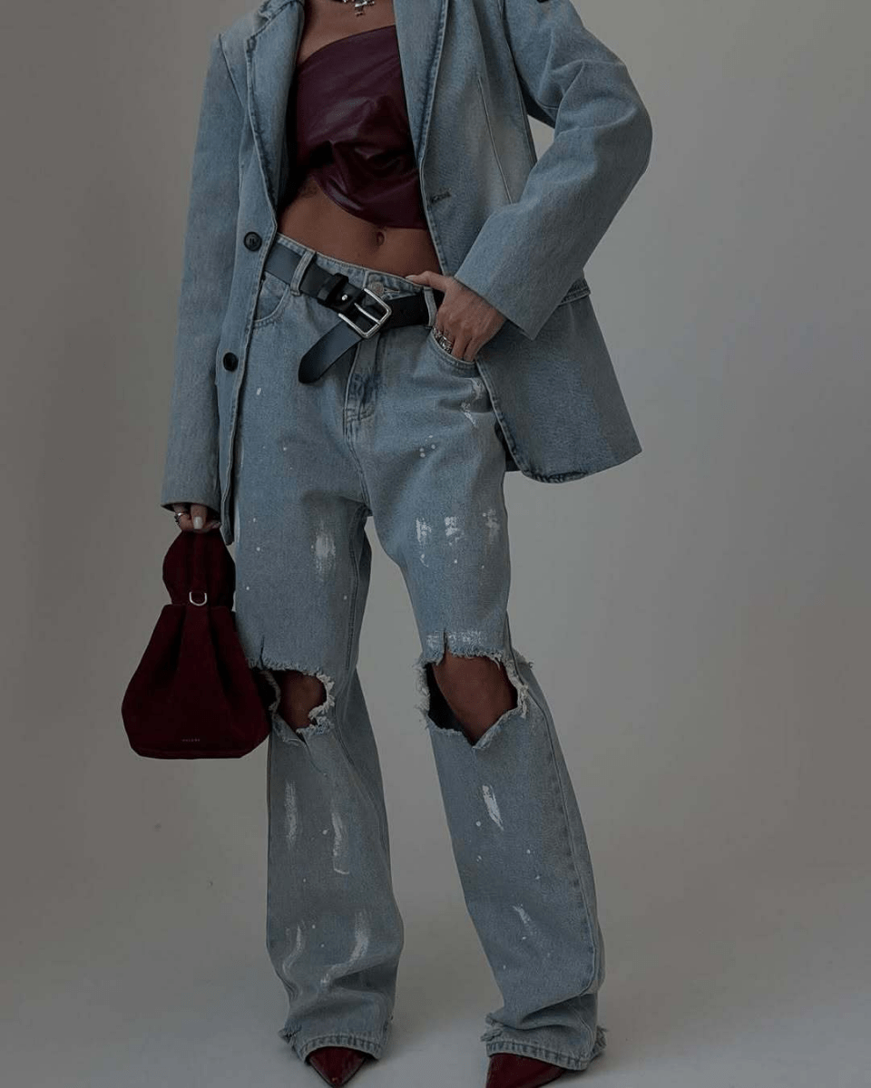【2025春夏新作】クラッシュダメージ　デニムパンツ【2色展開】 - select store mirror me【2025春夏新作】クラッシュダメージ　デニムパンツ【2色展開】select store mirror meselect store mirror meグレーS