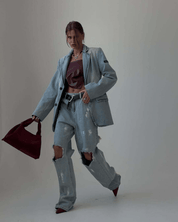 【2025春夏新作】クラッシュダメージ　デニムパンツ【2色展開】 - select store mirror me【2025春夏新作】クラッシュダメージ　デニムパンツ【2色展開】select store mirror meselect store mirror meグレーS