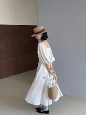 【2025春夏新作】クラシカルパフスリーブロングワンピース ２色展開 - select store mirror me【2025春夏新作】クラシカルパフスリーブロングワンピース ２色展開select store mirror meselect store mirror meホワイトS