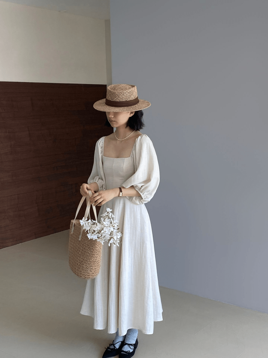 【2025春夏新作】クラシカルパフスリーブロングワンピース ２色展開 - select store mirror me【2025春夏新作】クラシカルパフスリーブロングワンピース ２色展開select store mirror meselect store mirror meホワイトS