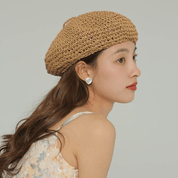 【2025春夏新作】 涼やか麦わら編みの夏ベレー帽 　3色展開 - select store mirror me【2025春夏新作】 涼やか麦わら編みの夏ベレー帽 　3色展開select store mirror meselect store mirror meブラック
