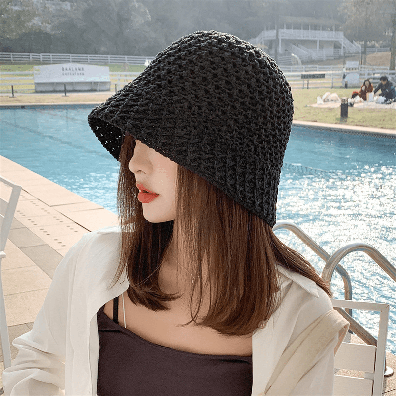 【2025春夏新作】 ナチュラル編み込みバケットハット　6色展開 - select store mirror me【2025春夏新作】 ナチュラル編み込みバケットハット　6色展開select store mirror meselect store mirror meブラック