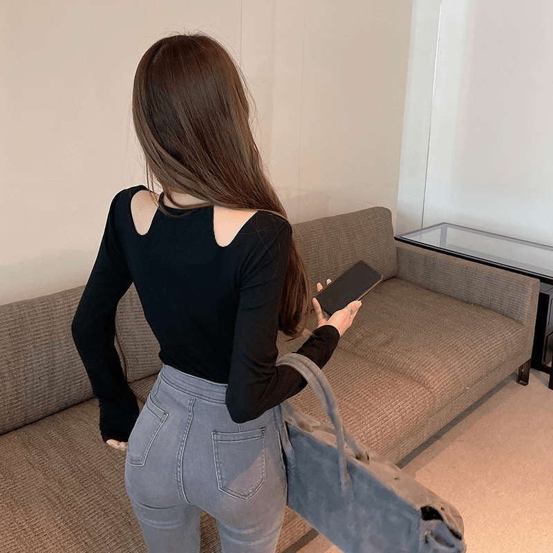 【2025春夏新作】ショルダーカットスリムデザイントップス - select store mirror me【2025春夏新作】ショルダーカットスリムデザイントップスselect store mirror meselect store mirror meS