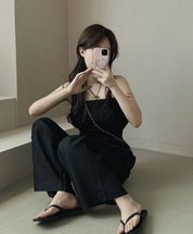 【2025春夏新作】バストシャーリングキャミソールロンパース【2色展開】 - select store mirror me【2025春夏新作】バストシャーリングキャミソールロンパース【2色展開】select store mirror meselect store mirror meブラック